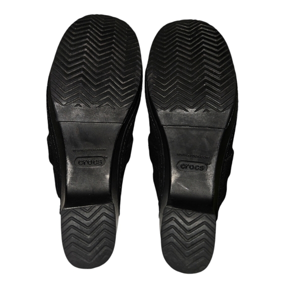 Crocs Women's Sarah Black Suede Clogs Size 7 - Picture 7 of 7